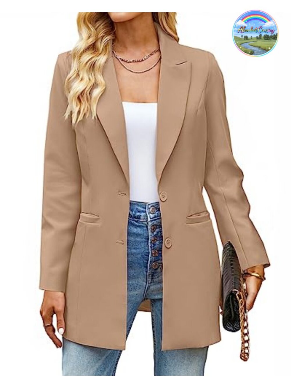 Business Casual Long Blazer Jacket Relaxed Fit Fully Lined Work
